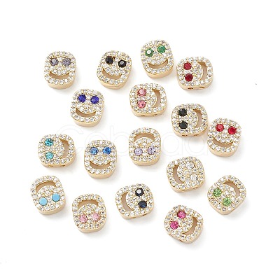 Brass Micro Pave Cubic Zirconia Beads KK-M241-01-1