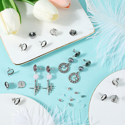 202 Stainless Steel Stud Earring Settings STAS-SP0001-91D-1