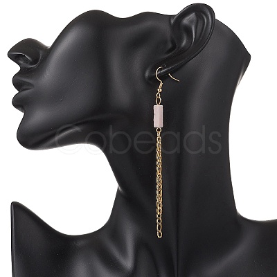 Rectangle Mixed Stone Dangle Earrings EJEW-JE06750-1