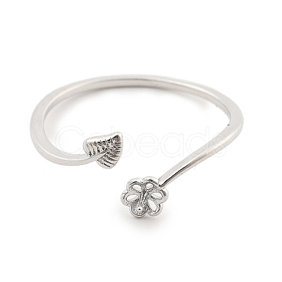 Leaf & Flower Brass Adjustable Ring Settings KK-G527-01C-P-1