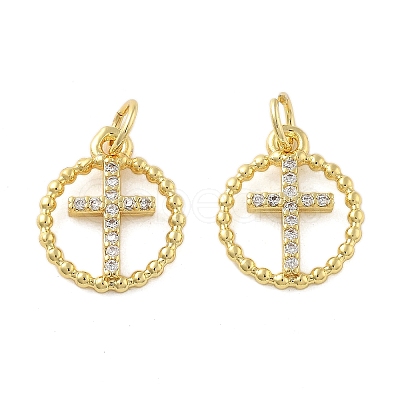 Brass Micro Pave Cubic Zirconia Pendants X1-KK-C092-21A-G-1