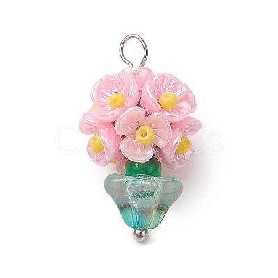 Glass Seed Beaded Flowerpot Pendants PALLOY-MZ00520-05-1