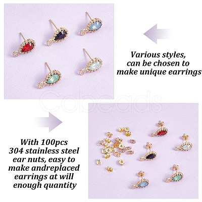 20Pcs 5 Color Alloy Stud Earring Finding DIY-OC0010-09-1