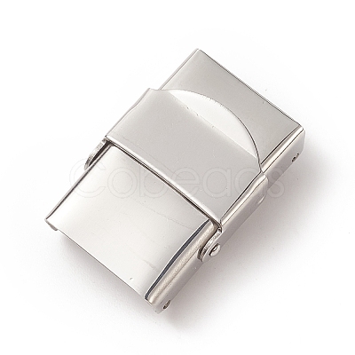 Tarnish Resistant Rectangle 201 Stainless Steel Watch Band Clasps STAS-F067-01-1