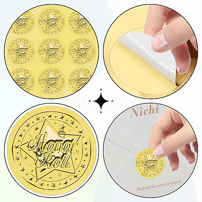 Gold Foil Paper Picture Stickers STIC-WH0030-001-1