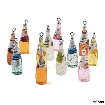12Pcs 6 Colors Resin Pendants RESI-YW0005-89-1