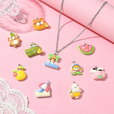 10Pcs 10 Styles Opaque Resin Pendants FIND-YW0005-72-1
