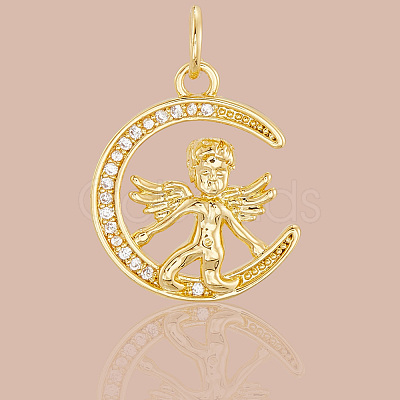 8Pcs Brass Micro Pave Cubic Zirconia Pendants KK-BBC0020-24-1