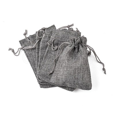 Polyester Imitation Burlap Packing Pouches Drawstring Bags ABAG-R005-9x12-04-1