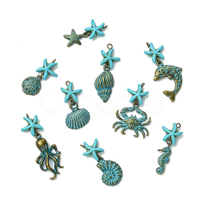 18Pcs 9 Style Alloy Pendants PALLOY-CJ00182-1