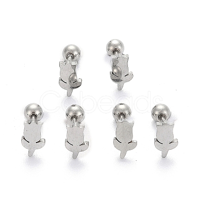 Tarnish Resistant 201 Stainless Steel Barbell Cartilage Earrings X-EJEW-R147-39-1