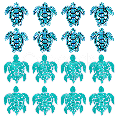 16Pcs 2 Style Polyester Computerized Embroidery Iron on/Sew on Patches PATC-DC0001-01-1