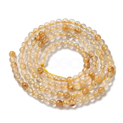 Natural Gold Rutilated Quartz Beads Strands G-B090-A30-03-1