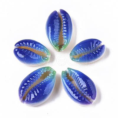 Printed Natural Cowrie Shell Beads X-SSHEL-R047-01-A01-1