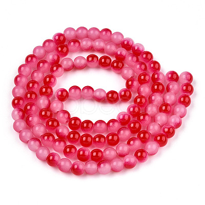 Baking Paint Imitation Jade Glass Round Bead Strands X1-DGLA-N003-6mm-06-1