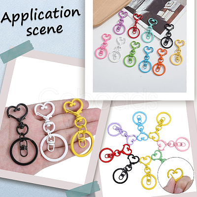 20Pcs 10 Colors Iron Keychain Clasps FIND-SC0017-35-1
