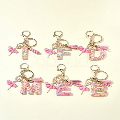 Letter A~Z Transparent Glitter Resin Pendant Keychains KEYC-FZ00024-12-1