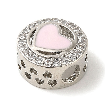 Rack Plating Brass Micro Pave Clear Cubic Zirconia with Enamel Beads KK-P267-17P-1