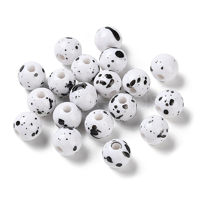 Printed Opaque Acrylic Round Beads ACRP-P001-01A-01-1