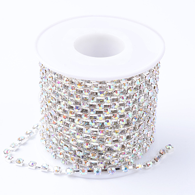 Brass Rhinestone Strass Chains CHC-T002-SS16-02S-1