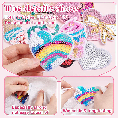 12Pcs 12 Styles Computerized Embroidery Cloth Iron On/Sew On Patches DIY-PH0023-24-1