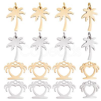 16Pcs 4 Style 201 Stainless Steel Pendants STAS-DC0002-73-1