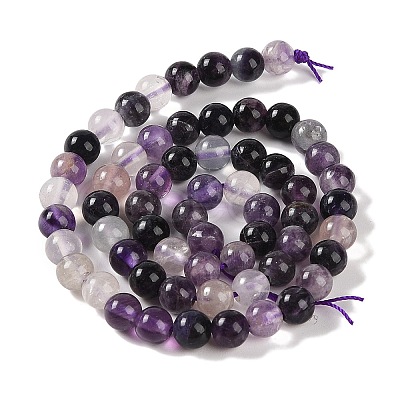 Natural Purple Fluorite Beads Strands G-P530-B08-02-1