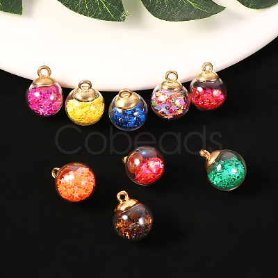 45Pcs 15 Colors Glass Ball Pendants GLAA-YW0001-17-1