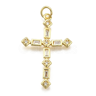 Brass Micro Pave Cubic Zirconia Pendants KK-Z100-34G-01-1