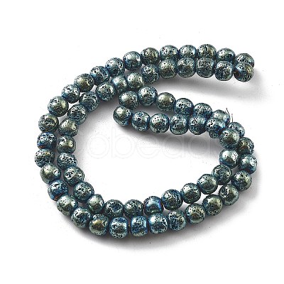 Electroplated Natural Lava Rock Beads Strands G-A251-B01-01B-1