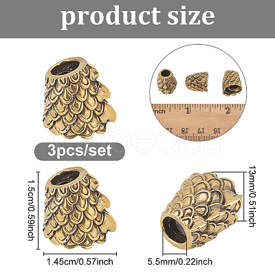 3Pcs Brass European Beads KK-NB0003-82B-1