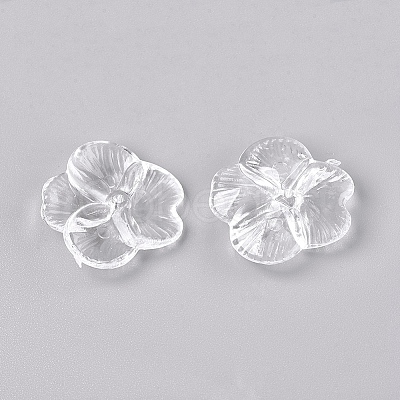 4-Petal Transparent Acrylic Beads TACR-R135-01-1