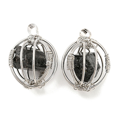 Natural Black Tourmaline Pendants G-H293-03P-02-1