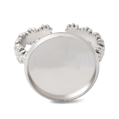 Flower 304 Stainless Steel Cuff Ring Components STAS-P454-05E-P-1