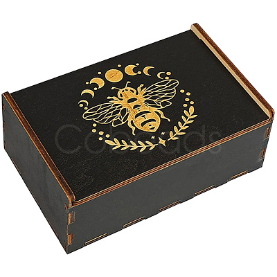 Rectangle Engraved Plywood Wooden Tarot Storage Boxes with Sliding Lid CON-WH20008-10C-1