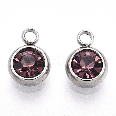 201 Stainless Steel Rhinestone Charms X-STAS-S068-06-1