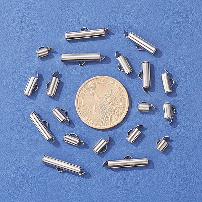 90Pcs 6 Style 304 Stainless Steel Slide On End Clasp Tubes STAS-YW0001-20-1