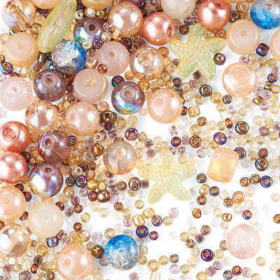 1Bag Mixed Styles Glass Beads GLAA-TADJ0001-10F-1