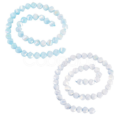 2Strands 2 Colors Anti-Tarnish Electroplate Glass Beads Strands GLAA-TA0003-78-1