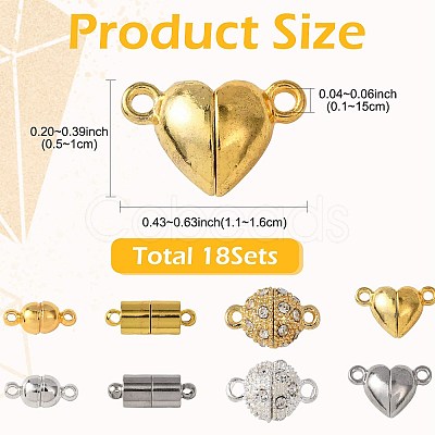 20 Bags 4 Styles 2 Colors Brass & Alloy Magnetic Clasps with Loops KK-FS0002-01-1