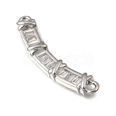 Brass Micro Pave Clear Cubic Zirconia Connector Charms CU-CBA3569-04P-B-1