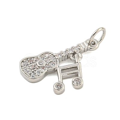 Rack Plating Brass Micro Pave Clear Cubic Zirconia Pendants KK-U021-06P-1