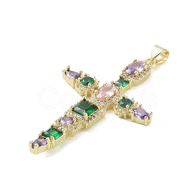 Golden Brass Micro Pave Cubic Zirconia Pendants KK-A209-07E-G-1