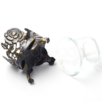 Iron Hollow Rose Candle Holder DJEW-WH0033-04AB-1