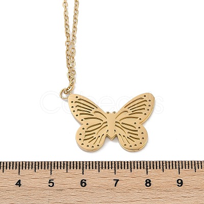 Butterfly 304 Stainless Steel Pendant Necklaces NJEW-L157-06G-1
