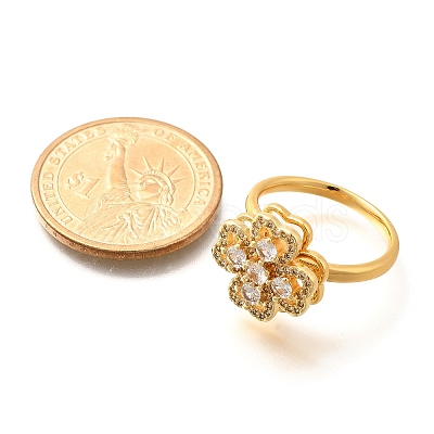 Flower Rotatable Finger Ring for Women RJEW-U035-01G-06-1