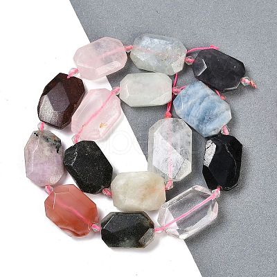 Natural Quartz Crystal/Rose Quartz & Agate/Tourmaline & Indian Agate Beads Strands G-B125-P26-01-1
