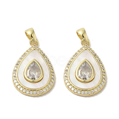 Brass Micro Pave Clear Cubic Zirconia Pendants KK-I708-02A-G-1