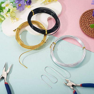 3 Rolls 3 Colors Round Aluminum Wire AW-TA0001-05-1