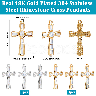 6Pcs 2 Colors 304 Stainless Steel Pendants STAS-BBC0007-21-1